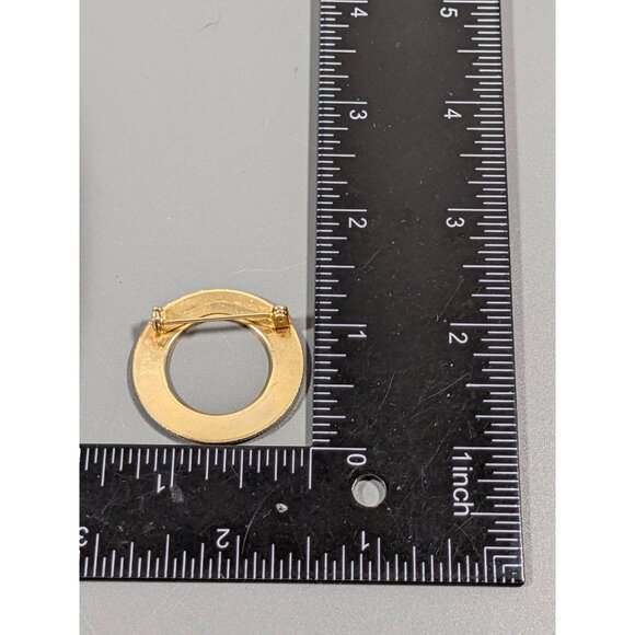 Vintage Set of 3 Gold Tone Ribbed Heart Circle Leaf Pin Brooches - Picture 11 of 11